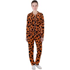 Orange Cheetah Animal Print Casual Jacket And Pants Set