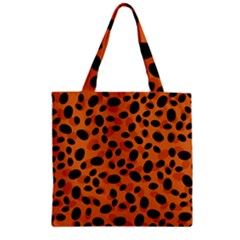 Orange Cheetah Animal Print Zipper Grocery Tote Bag by mccallacoulture