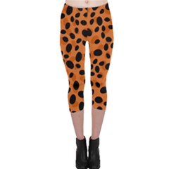 Orange Cheetah Animal Print Capri Leggings 
