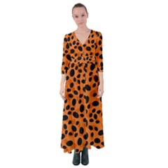 Orange Cheetah Animal Print Button Up Maxi Dress by mccallacoulture