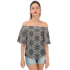 Black And White Pattern Off Shoulder Short Sleeve Top by HermanTelo