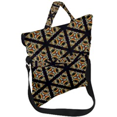 Pattern Stained Glass Triangles Fold Over Handle Tote Bag