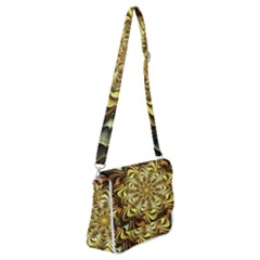 Fractal Flower Petals Gold Shoulder Bag With Back Zipper by HermanTelo