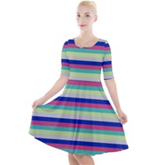 Stripey 6 Quarter Sleeve A-line Dress by anthromahe
