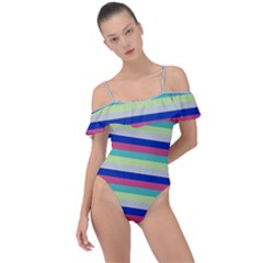 Stripey 6 Frill Detail One Piece Swimsuit by anthromahe