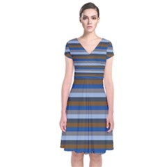 Stripey 7 Short Sleeve Front Wrap Dress by anthromahe