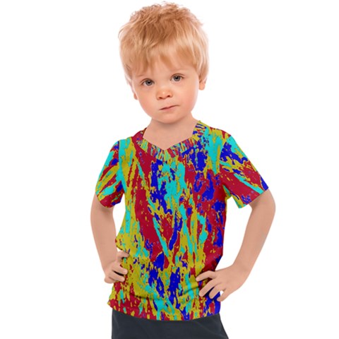 Multicolored Vibran Abstract Textre Print Kids  Sports Tee by dflcprintsclothing