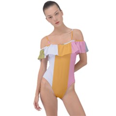 Stripey 23 Frill Detail One Piece Swimsuit by anthromahe