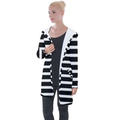 Black & White Stripes Longline Hooded Cardigan by anthromahe