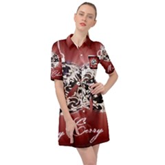 Merry Christmas Ornamental Belted Shirt Dress by christmastore