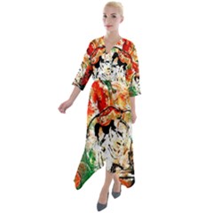 Lilies In A Vase 1 4 Quarter Sleeve Wrap Front Maxi Dress by bestdesignintheworld