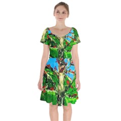 Coral Tree 2 Short Sleeve Bardot Dress by bestdesignintheworld
