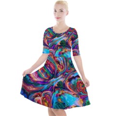 Seamless Abstract Colorful Tile Quarter Sleeve A-line Dress by HermanTelo