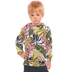 Fashionable Seamless Tropical Pattern With Bright Pink Green Flowers Kids  Hooded Pullover by Wegoenart