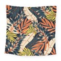 Original Seamless Tropical Pattern With Bright Orange Flowers Square Tapestry (Large) View1