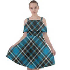 Tartan Scotland Seamless Plaid Pattern Vintage Check Color Square Geometric Texture Cut Out Shoulders Chiffon Dress by Wegoenart