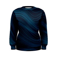 Abstract Glowing Blue Wave Lines Pattern With Particles Elements Dark Background Women s Sweatshirt
