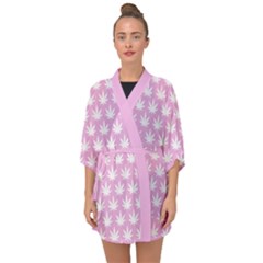 Kawaii Cannabis  Half Sleeve Chiffon Kimono by thethiiird