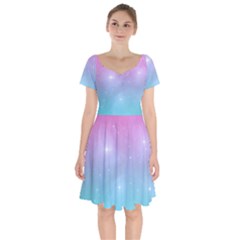 Pastel Goth Galaxy  Short Sleeve Bardot Dress by thethiiird