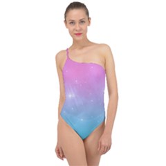 Pastel Goth Galaxy  Classic One Shoulder Swimsuit by thethiiird