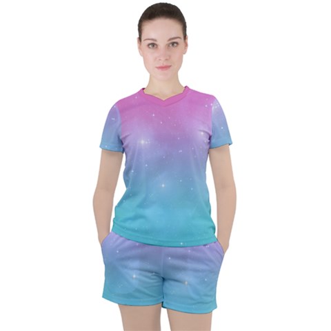 Pastel Goth Galaxy  Women s Tee And Shorts Set by thethiiird