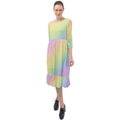 Pastel Goth Rainbow  Ruffle End Midi Chiffon Dress by thethiiird
