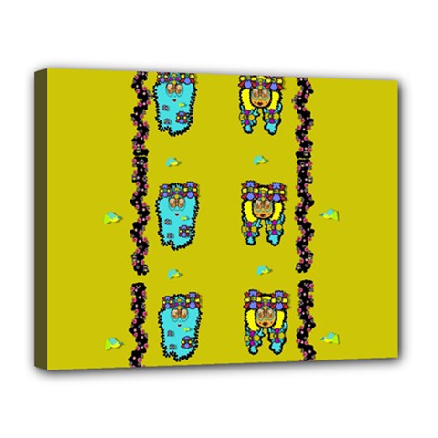 Peace People Hippie Friends And Free Living Fauna Canvas 14  X 11  (stretched) by pepitasart