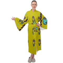 Peace People Hippie Friends And Free Living Fauna Maxi Velour Kimono by pepitasart
