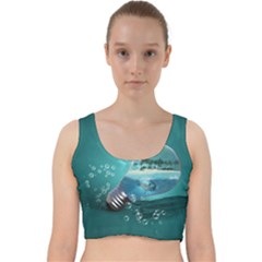 Awesome Light Bulb With Tropical Island Velvet Racer Back Crop Top by FantasyWorld7