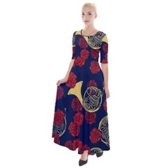 Roses French Horn  Half Sleeves Maxi Dress by BubbSnugg