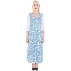 Abstract Quarter Sleeve Wrap Maxi Dress