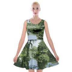 Away From The City Cutout Painted Velvet Skater Dress by SeeChicago