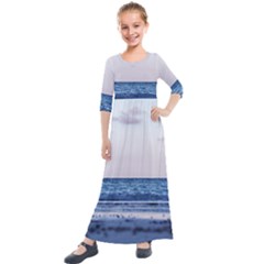 Pink Ocean Hues Kids  Quarter Sleeve Maxi Dress by TheLazyPineapple