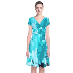469823231 Glitch48 Short Sleeve Front Wrap Dress by ScottFreeArt