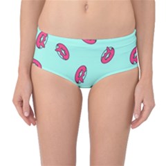 Donuts Pattern Food Colourful Mid-waist Bikini Bottoms by Vaneshart