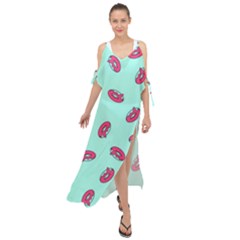 Donuts Pattern Food Colourful Maxi Chiffon Cover Up Dress by Vaneshart
