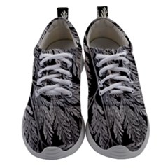 Fern Leaves Foliage Black And White Women Athletic Shoes by Vaneshart