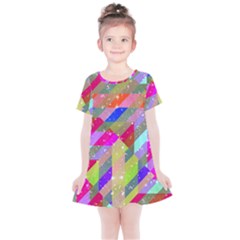 Multicolored Party Geo Design Print Kids  Simple Cotton Dress by dflcprintsclothing