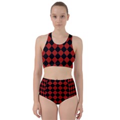 Block Fiesta - Apple Red & Black Racer Back Bikini Set by FashionBoulevard