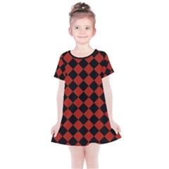 Block Fiesta - Apple Red & Black Kids  Simple Cotton Dress by FashionBoulevard