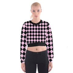 Block Fiesta - Blush Pink & Black Cropped Sweatshirt by FashionBoulevard