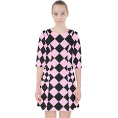 Block Fiesta - Blush Pink & Black Pocket Dress by FashionBoulevard