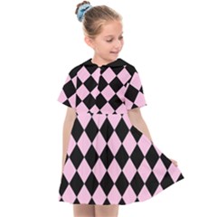 Block Fiesta - Blush Pink & Black Kids  Sailor Dress by FashionBoulevard