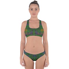 Happy Flower Fish Living In Peace On The Reef Cross Back Hipster Bikini Set by pepitasart
