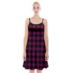 Block Fiesta - Boysenberry Purple & Black Spaghetti Strap Velvet Dress by FashionBoulevard