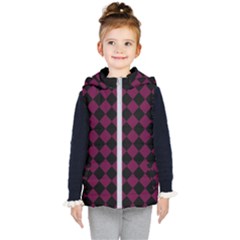 Block Fiesta - Boysenberry Purple & Black Kids  Hooded Puffer Vest by FashionBoulevard