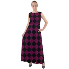 Block Fiesta - Boysenberry Purple & Black Chiffon Mesh Boho Maxi Dress by FashionBoulevard