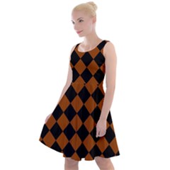 Block Fiesta - Burnt Orange & Black Knee Length Skater Dress by FashionBoulevard