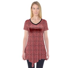 Timeless - Black & Indian Red Short Sleeve Tunic  by FashionBoulevard