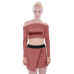 Timeless - Black & Indian Red Off Shoulder Top With Mini Skirt Set by FashionBoulevard